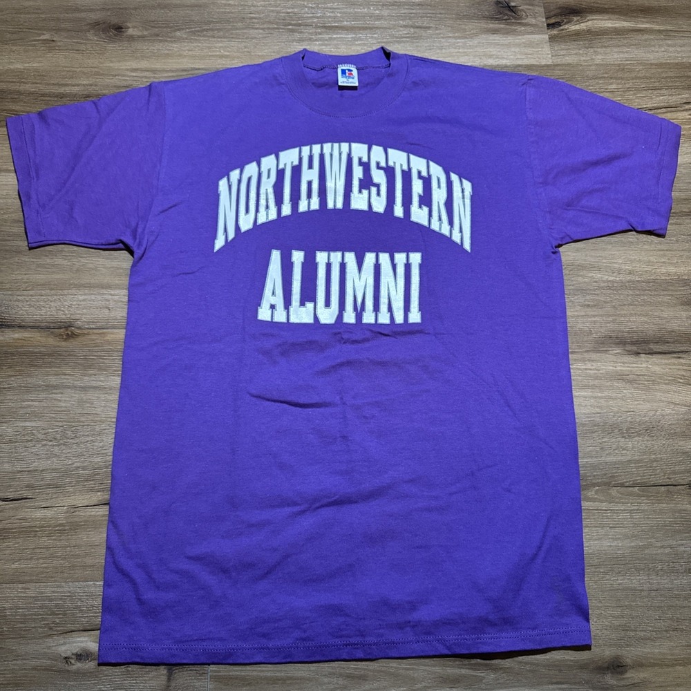 Vintage 90s Russell Athletic Northwestern University Alumni Purple‎ Tee Size XL